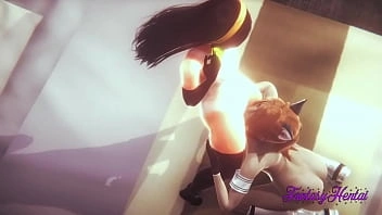 Incredibles Hentai 3D - Violette Handjob, boquete, cunilíngua e fodeu - Disney japonês manga anime pornô