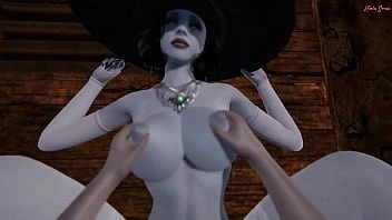 POV transando com a vampira gostosa Lady Dimitrescu em uma masmorra de sexo. Resident Evil Village 3D Hentai.