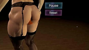 Jogo de vídeo hentai de animação 3D VR anime Virt a Mate. uma garota musculosa em lindas meias brinca com seu ânus com a ajuda de um plug anal mágico.