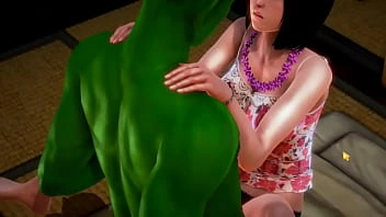 Linda latina fazendo sexo com um homem ork verde em vídeo erótico 3d hentai