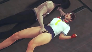 Sakura sf cosplay em hentai ryona sexo com um homem de cabelos compridos em vídeo de animação