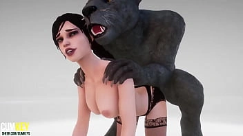 Сutie Bitch acasalando com Furry | Monstro Big Cock | 3D Porn Wild Life