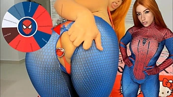 Mary Jane do homem aranha cosplay feat the wheel of sex game boquete peitos grandes pulando e plug anal TENTE NÃO GOZAR